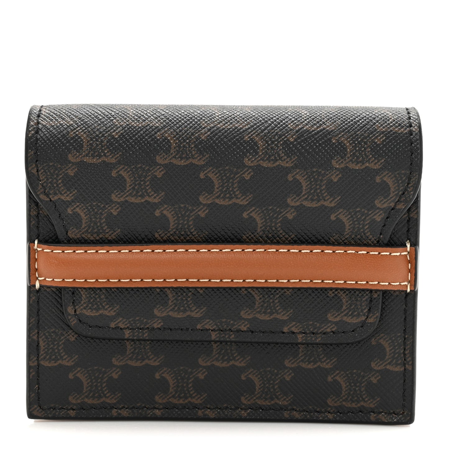 Triomphe Canvas Business Card Holder Tan
