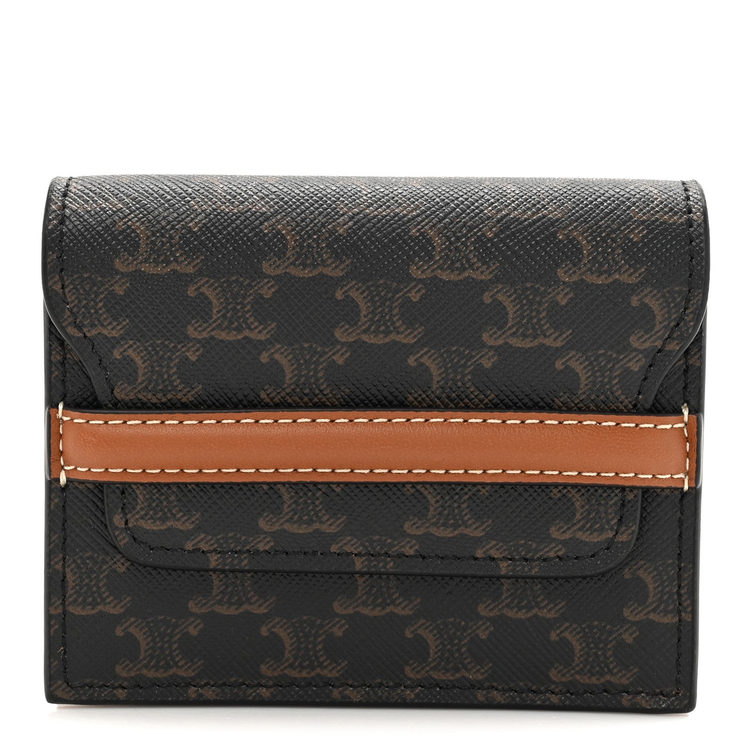 Celine Triomphe Canvas Business Card Holder Tan 1 of 8