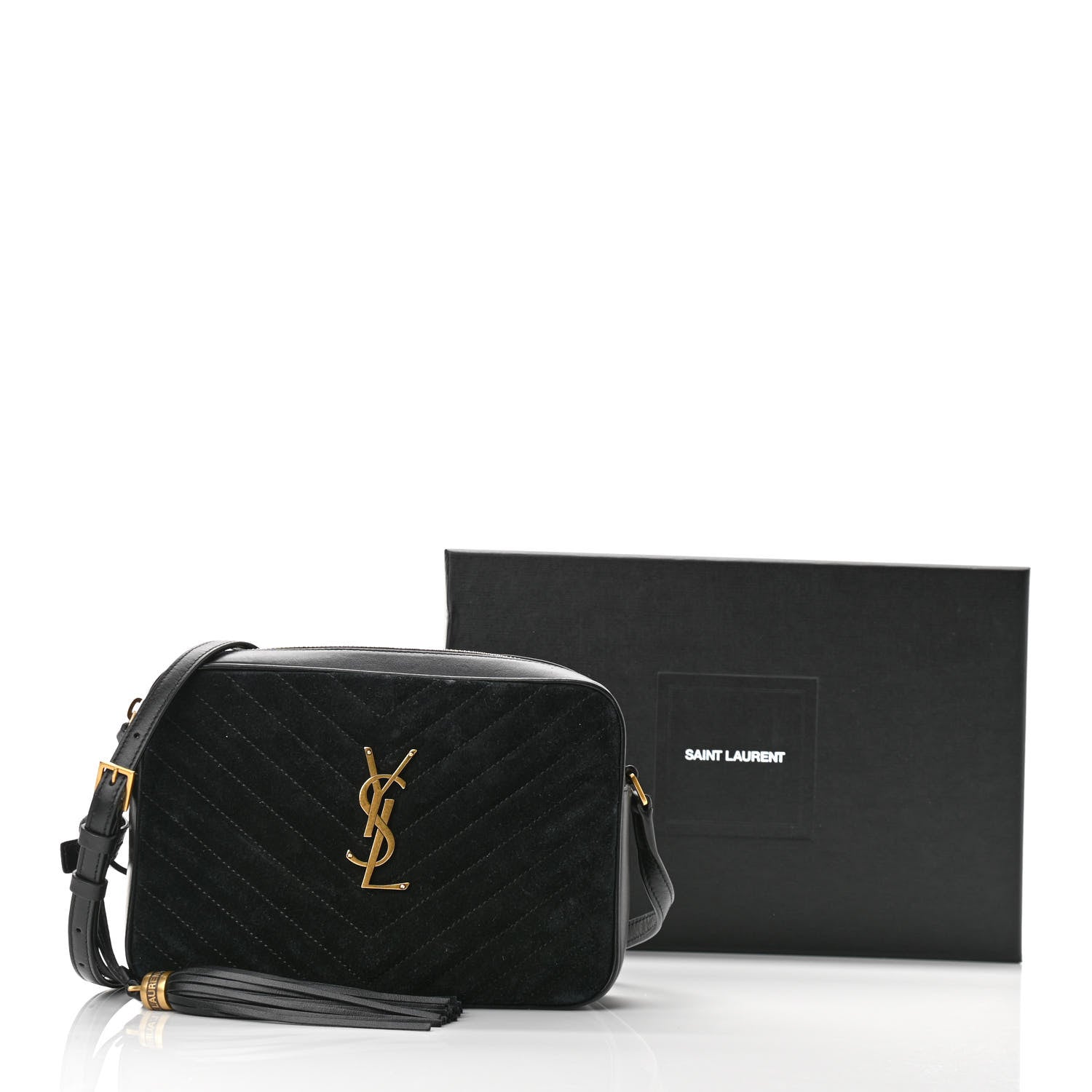 Saint Laurent Suede Calfskin Monogram Lou Camera Bag Black 10 of 10