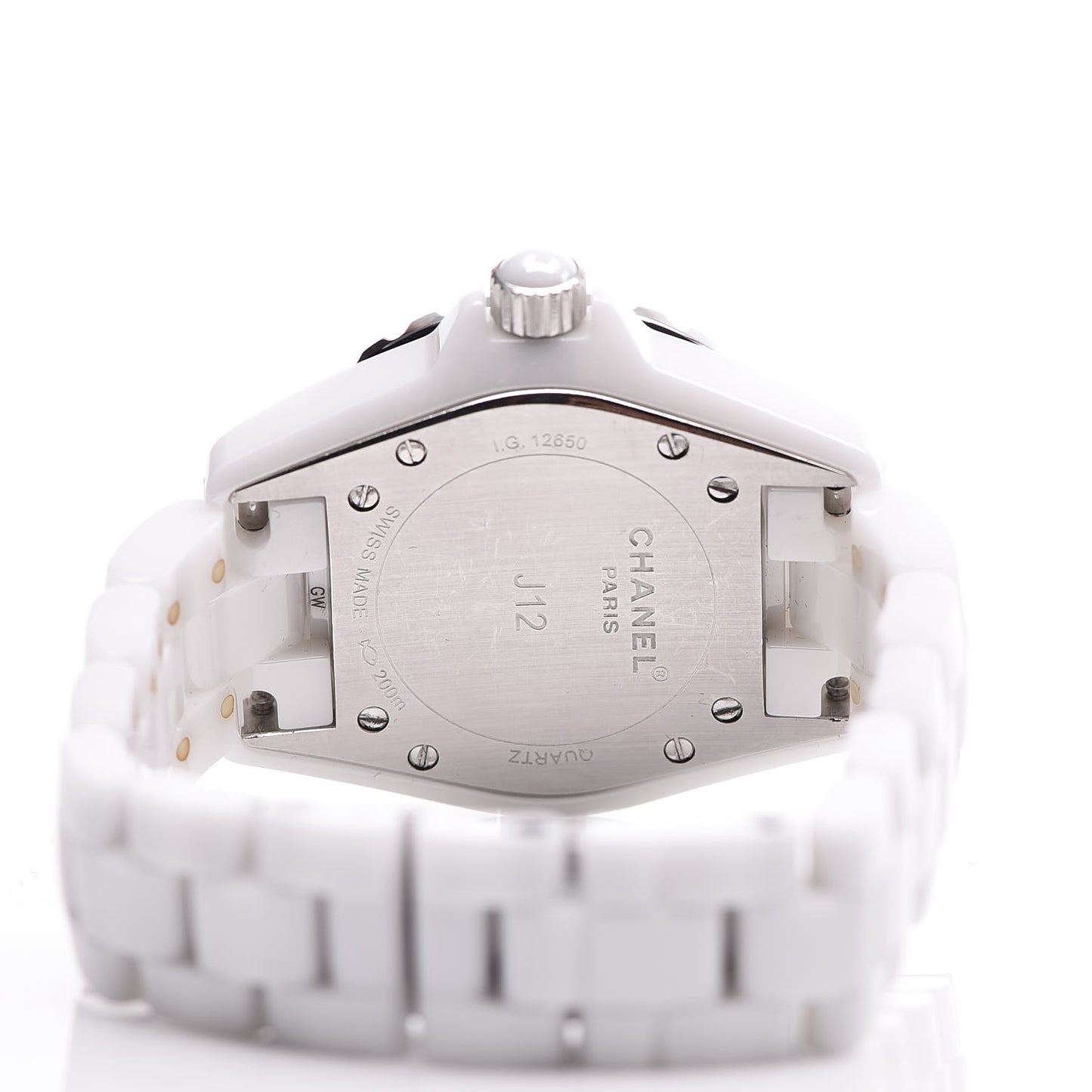 Stainless Steel Ceramic Diamond 33mm J12 Quartz Watch White