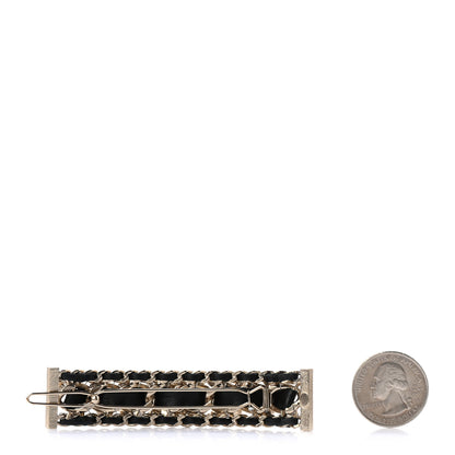 Chanel Lambskin Pearl Crystal CC Hair Clip Barrette Gold 2 of 5