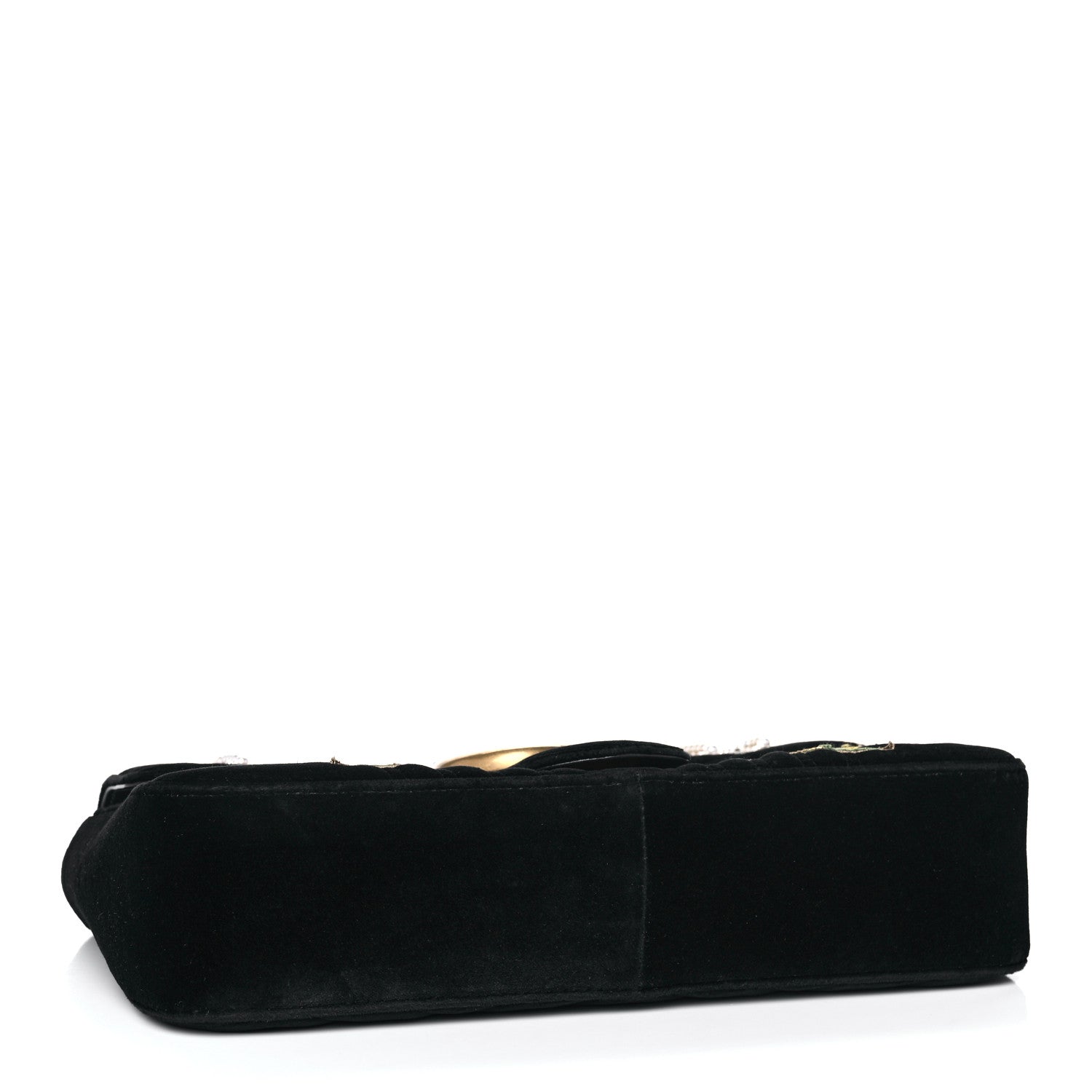 Gucci Velvet Matelasse Loved Embroidered Medium GG Marmont Shoulder Bag Black 4 of 17