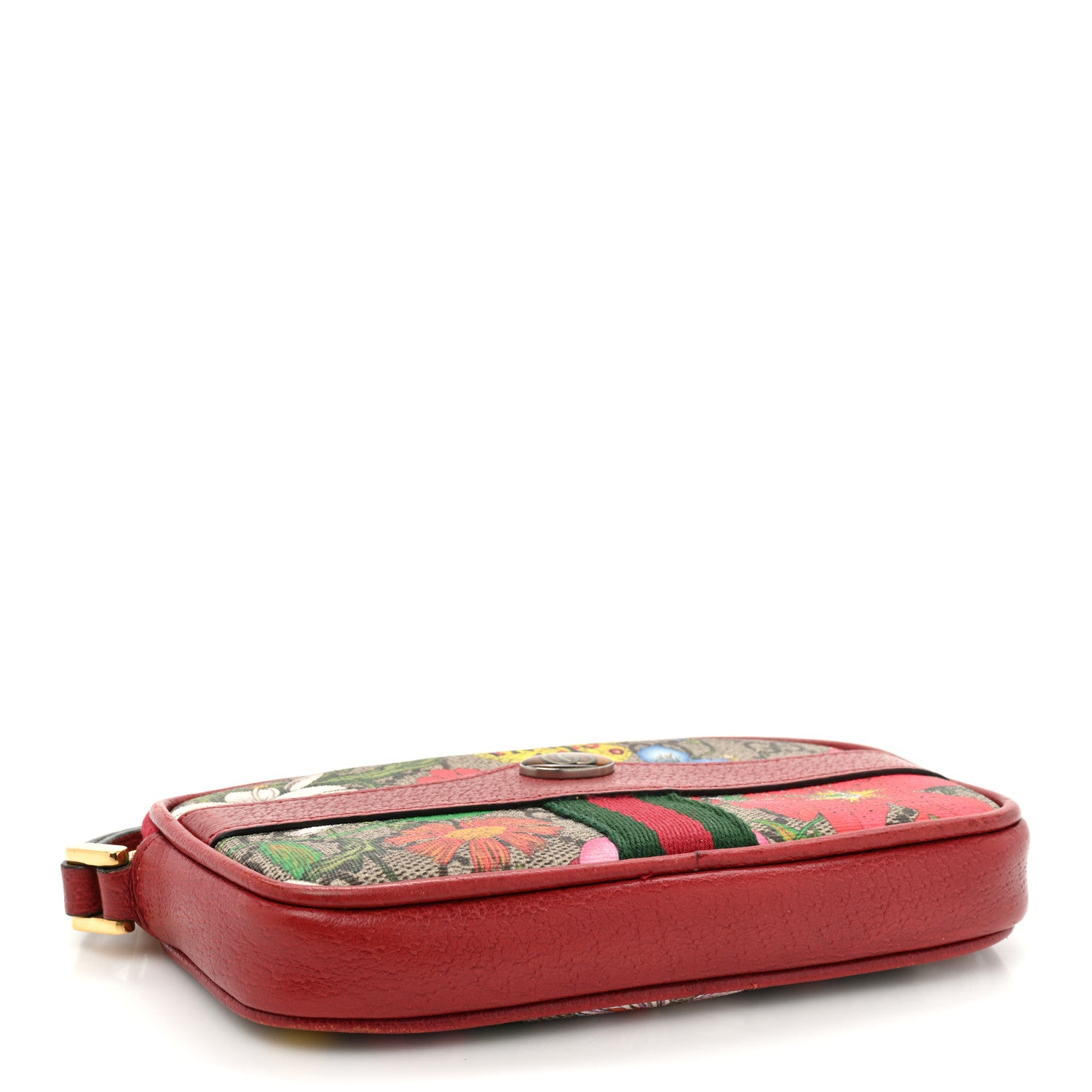Gucci GG Supreme Monogram Flora Web Ophidia Wristlet Bag Red 4 of 17