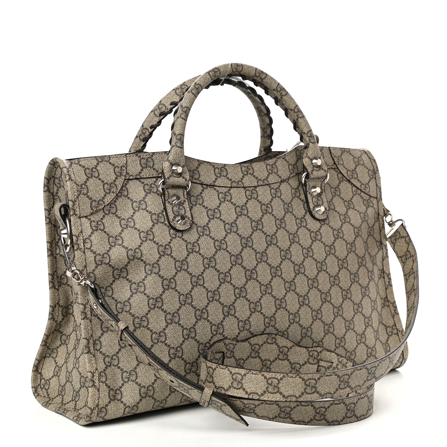 Balenciaga X GUCCI GG Supreme Monogram Neo Classic Silver Hardware City Beige Ebony 3 of 9