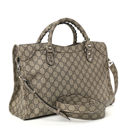 Balenciaga X GUCCI GG Supreme Monogram Neo Classic Silver Hardware City Beige Ebony 3 of 9