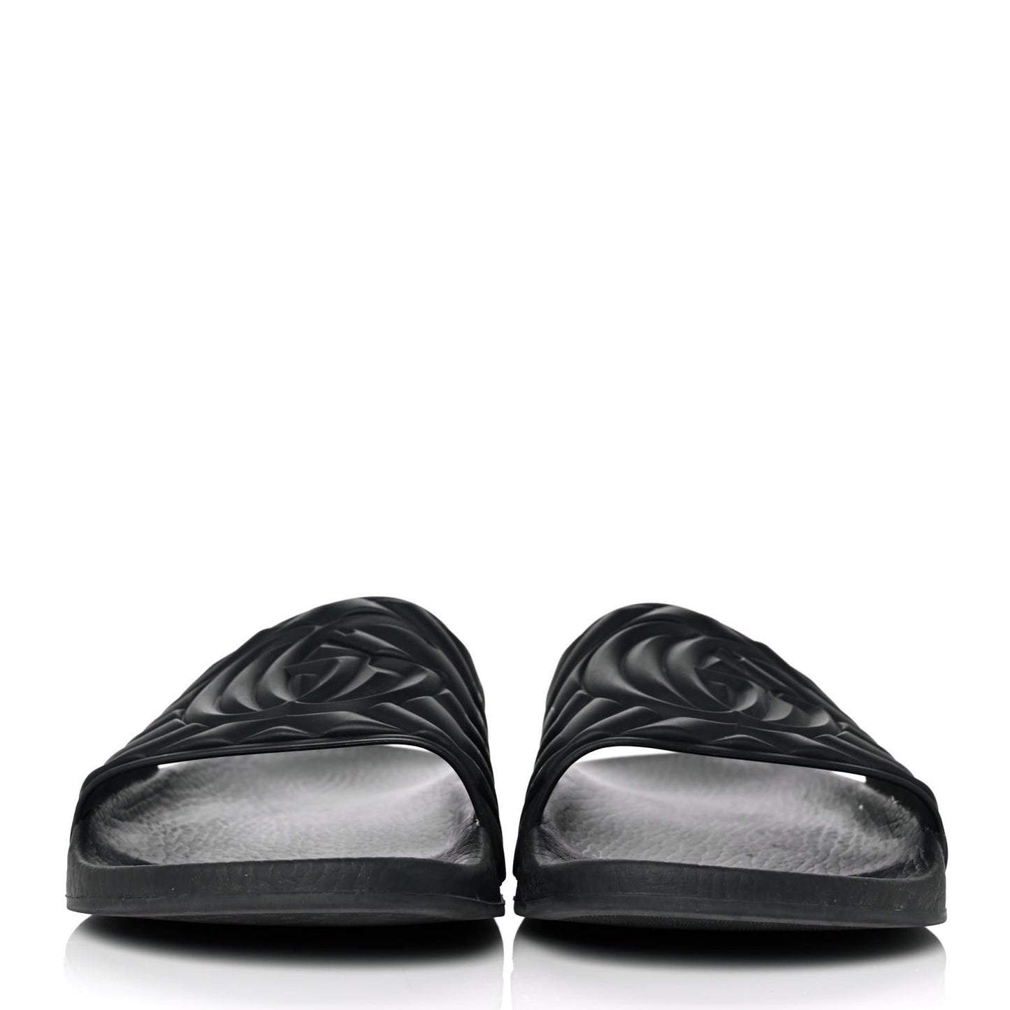Gucci Rubber Matelasse Womens Slide Sandals 41 Black 1000469