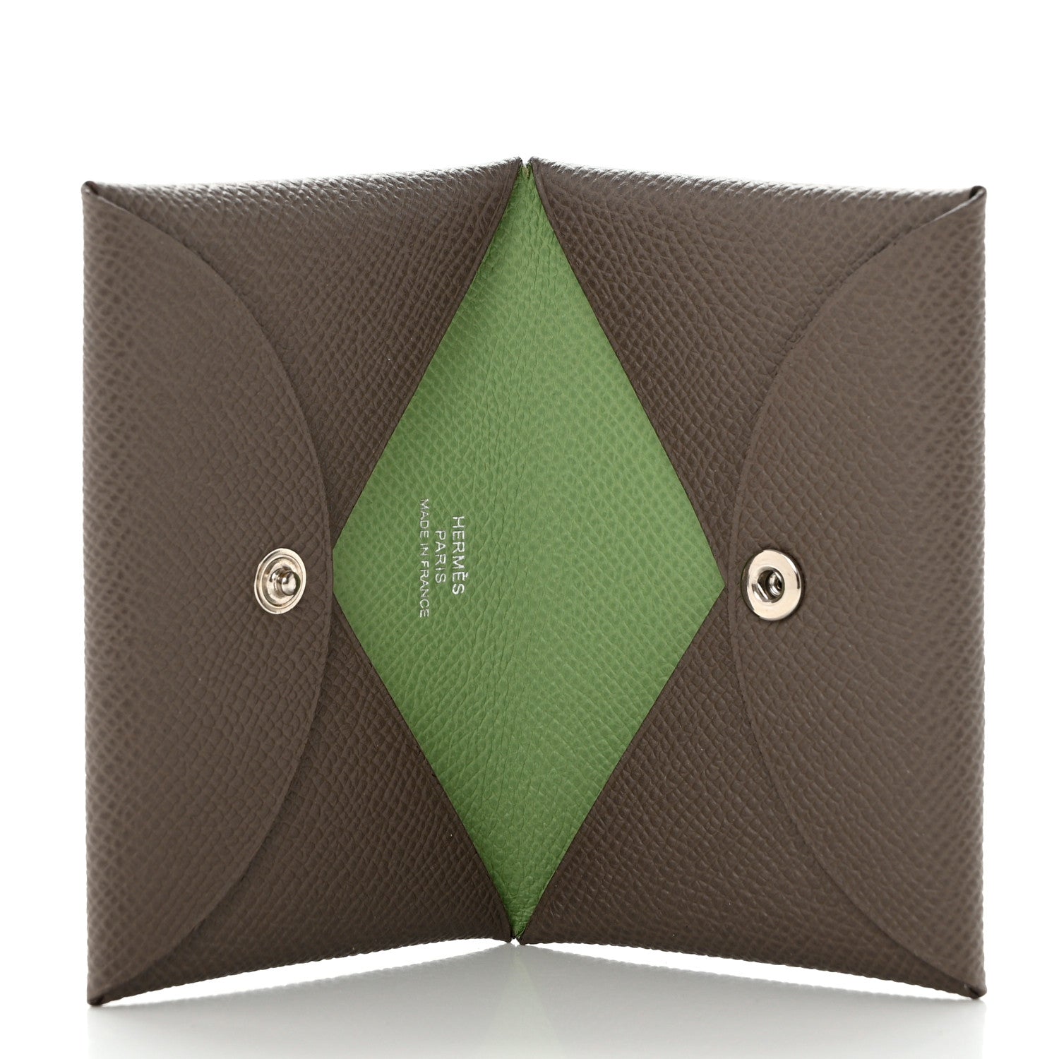 Hermes Epsom Verso Calvi Card Case Etain Vert Criquet 5 of 8