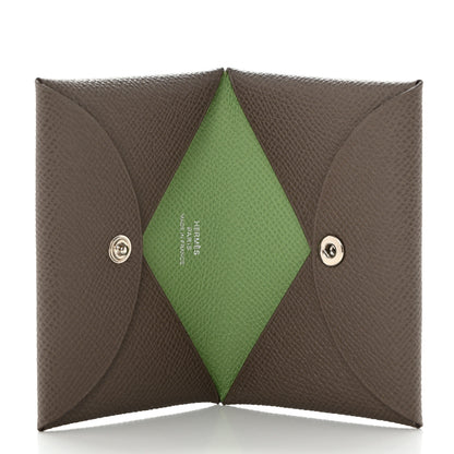 Hermes Epsom Verso Calvi Card Case Etain Vert Criquet 5 of 8