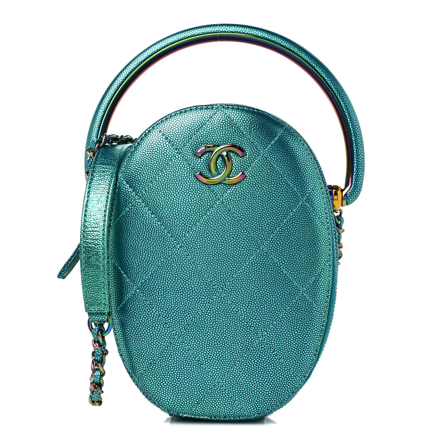 Chanel Metallic Caviar Quilted Camera Case Blue 1 of 11