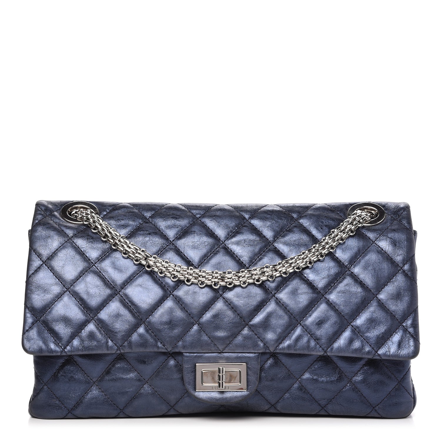 Chanel Metallic Aged Calfskin Quilted 2.55 Reissue 226 Flap Blue 1 of 9