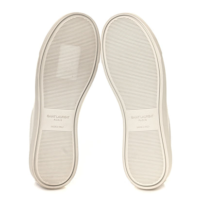 Saint Laurent Perforated Calfskin Cheetah Print Andy Low Top Sneakers 37 White Black 5 of 8