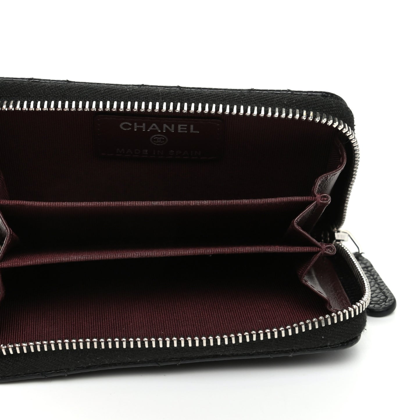 Caviar Quilted Zip Coin Purse Black