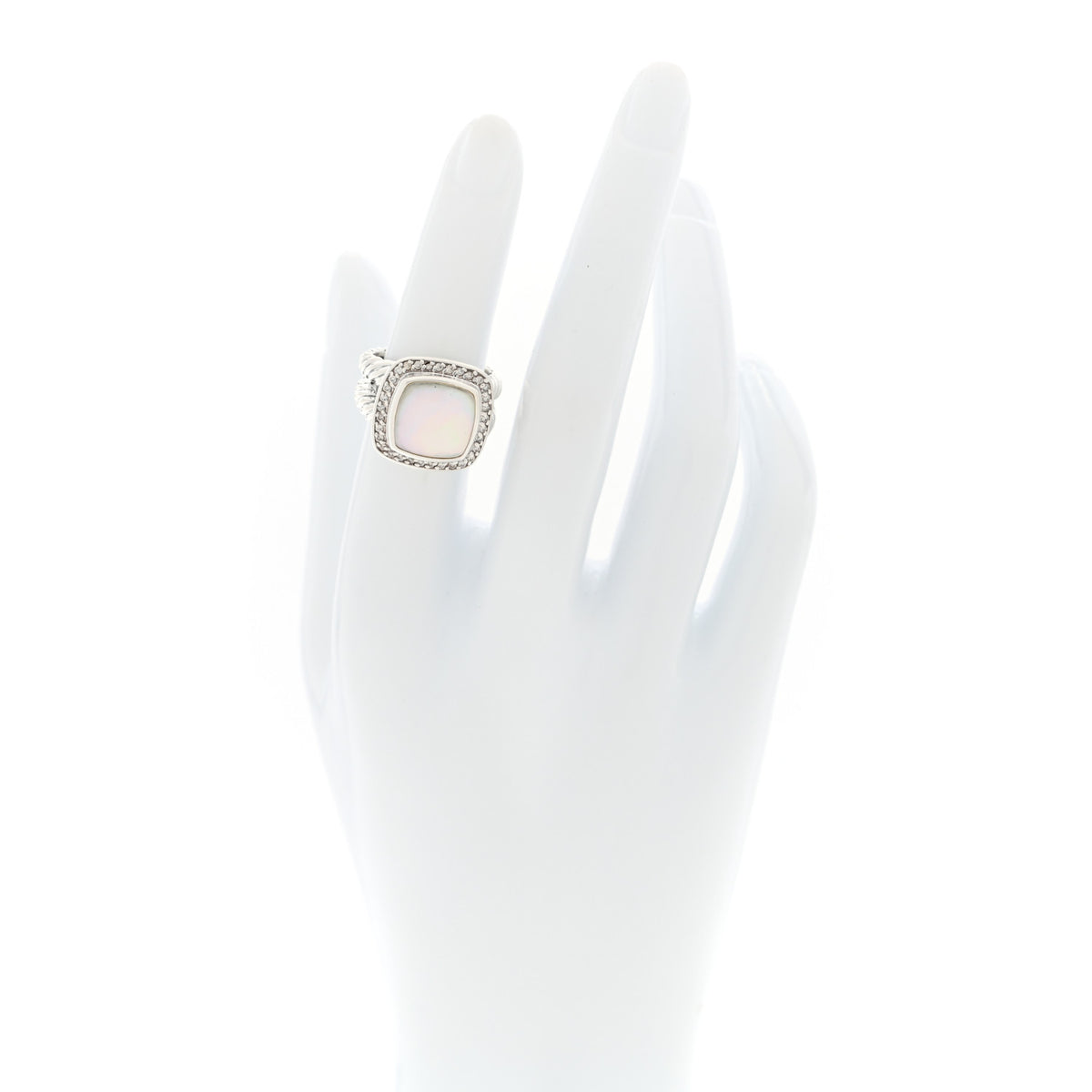 David Yurman Sterling Silver Diamond Moon Quartz 11mm Albion Ring 50 5.5 2 of 5