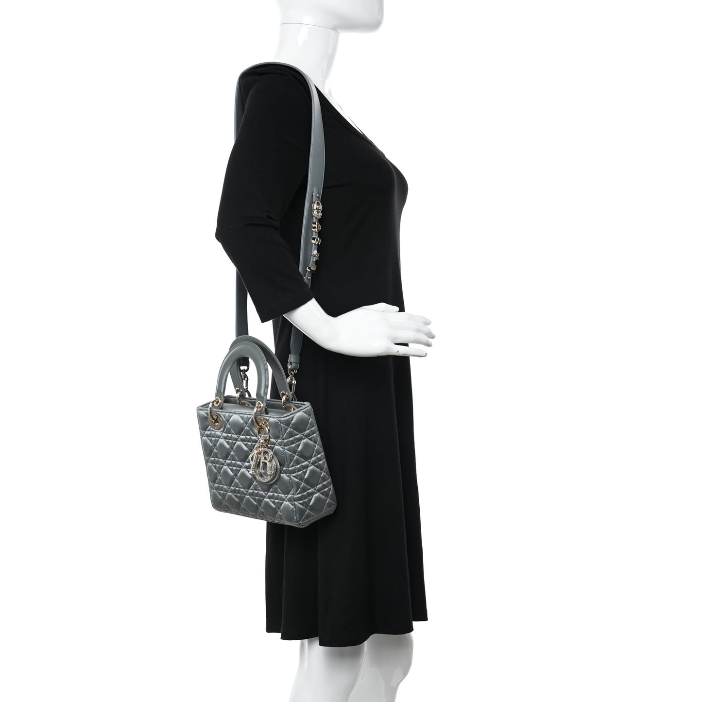 Satin Swarovski Crystal Cannage My ABC Lady Dior Grey