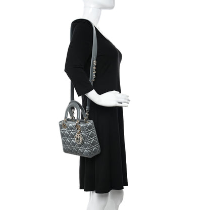 Christian Dior Satin Swarovski Crystal Cannage My ABC Lady Dior Grey 2 of 11