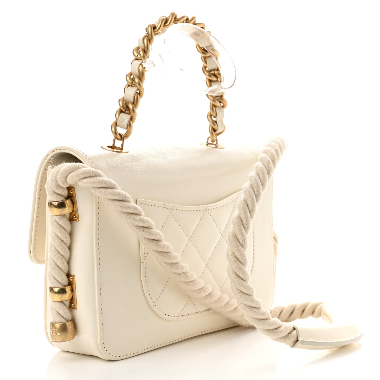 Chanel Crumpled Calfskin En Vogue Rope Flap White 3 of 11