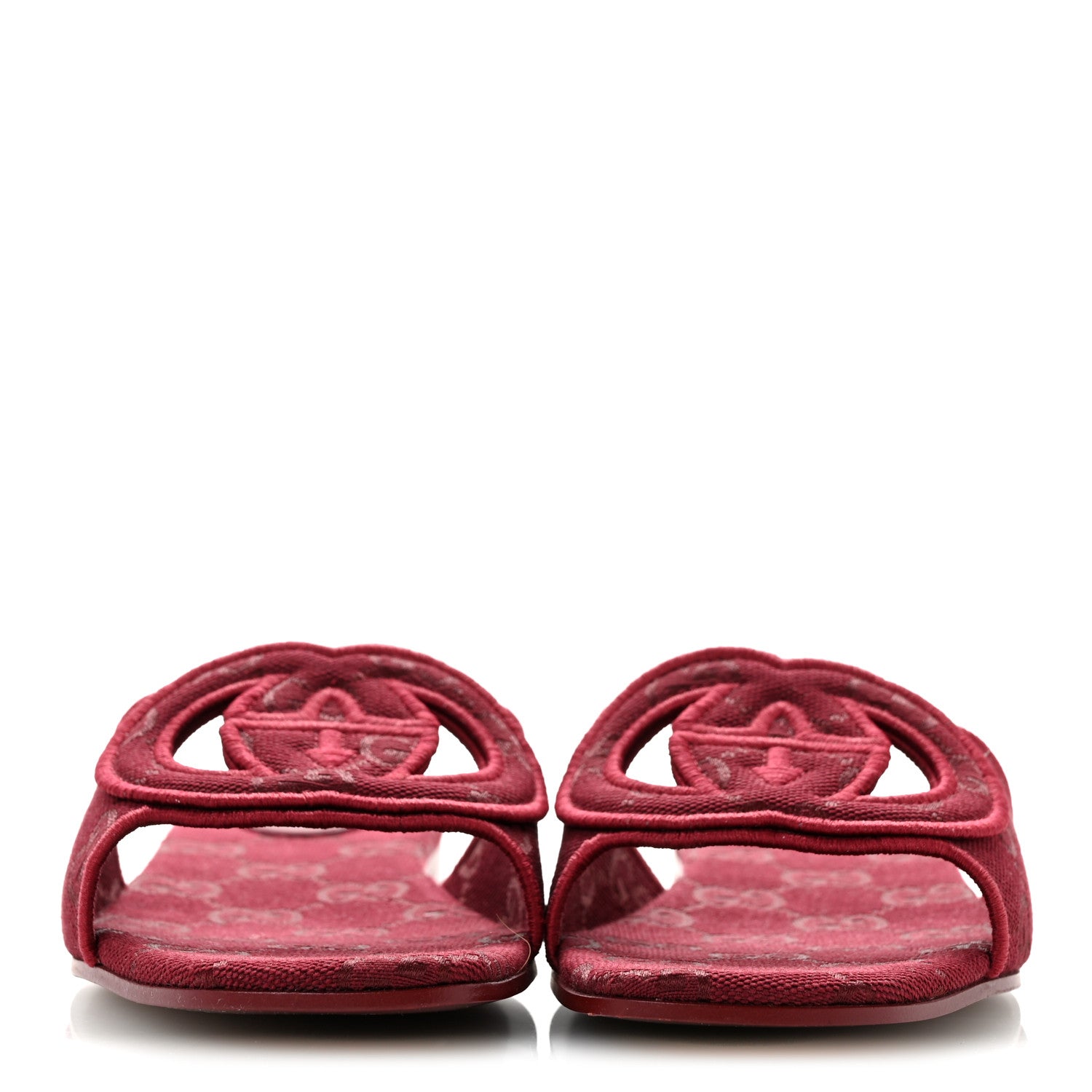Gucci GG Canvas Interlocking G Cut Out Slide Sandals 37.5 Rosso