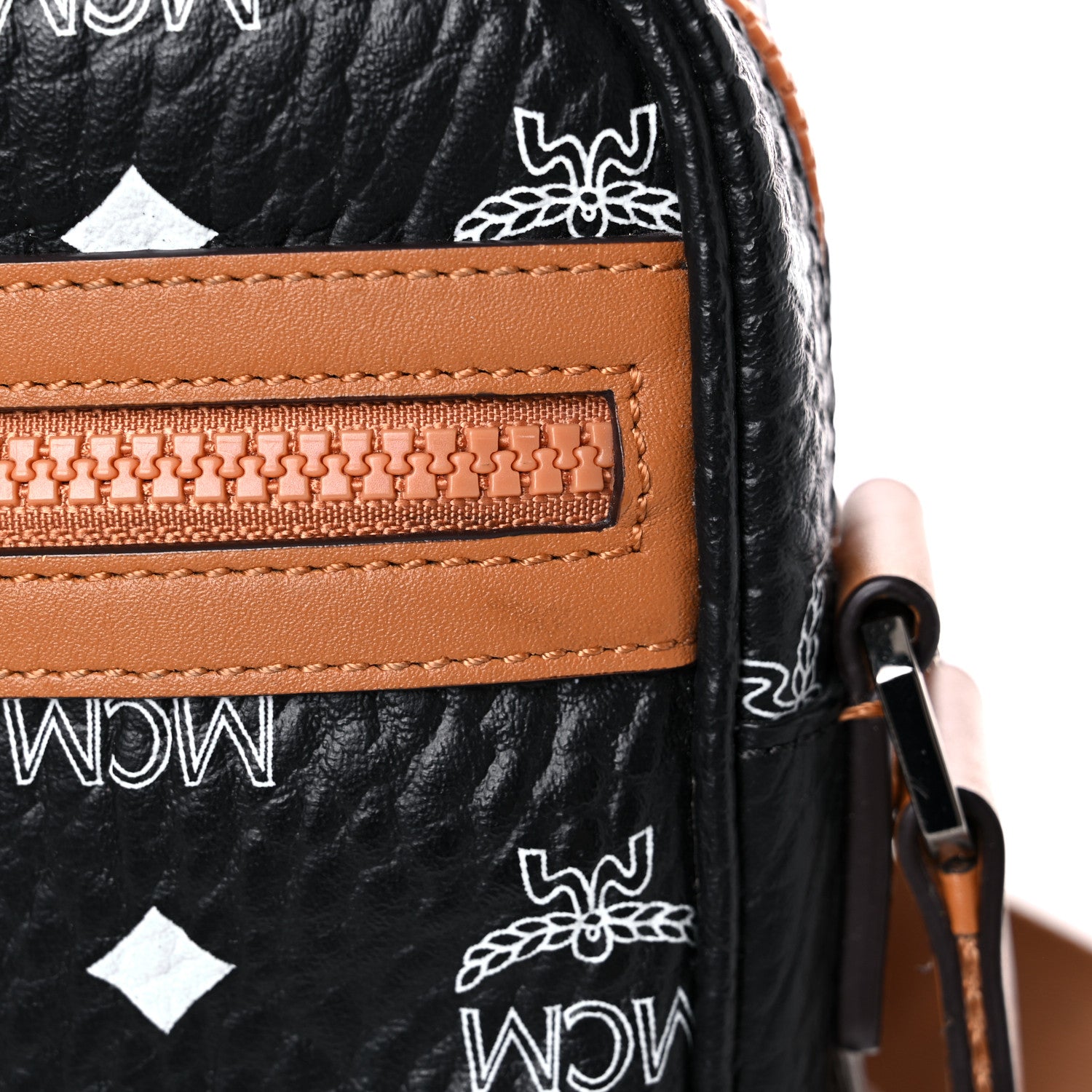 MCM Visetos Camera Crossbody Bag Black Cognac 15 of 17