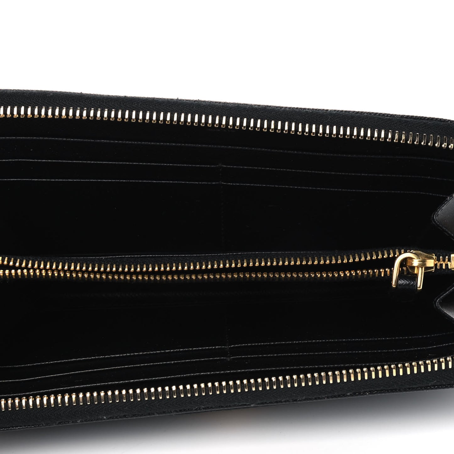Saffiano Triangle Zip Around Wallet Black