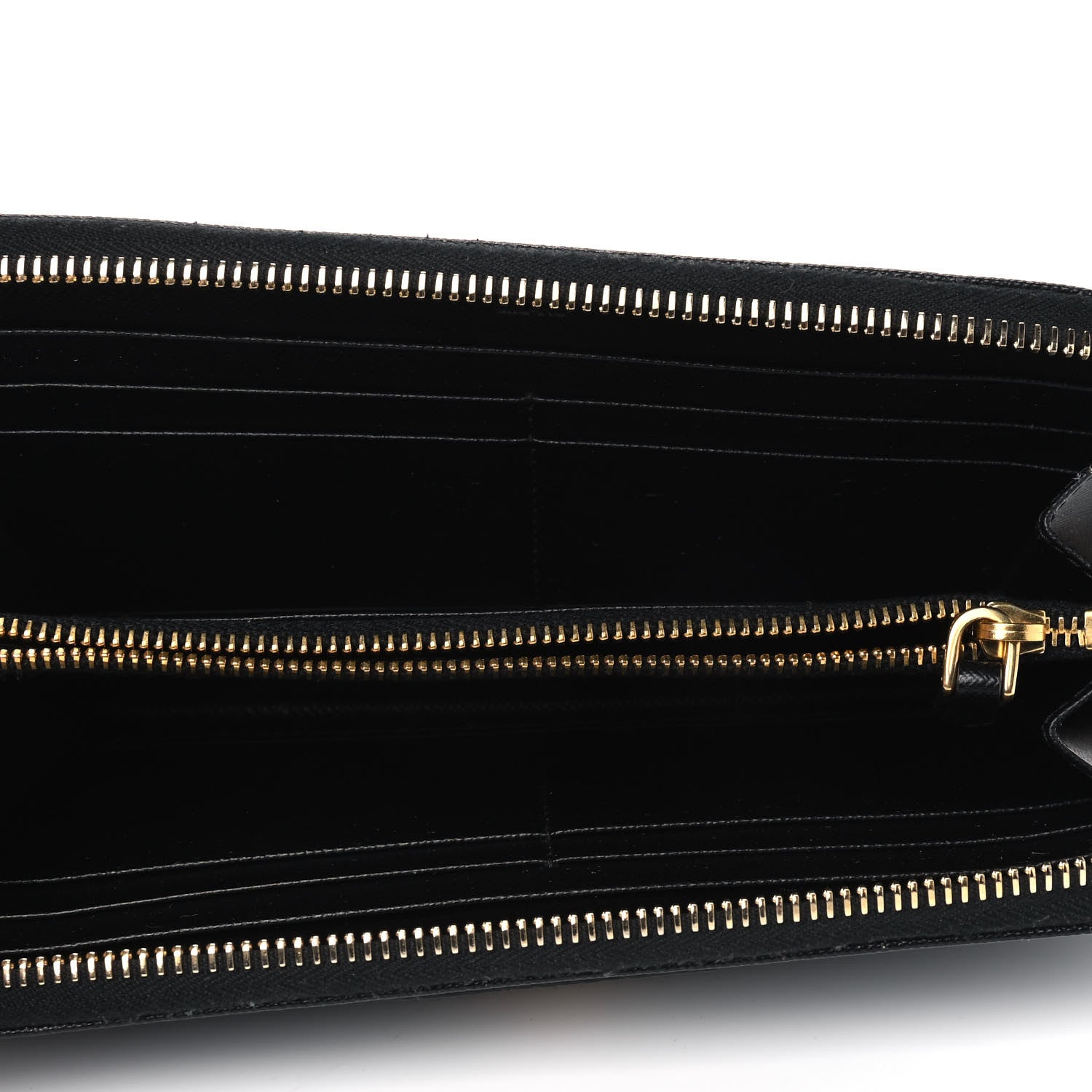 Prada Saffiano Triangle Zip Around Wallet Black 4 of 4