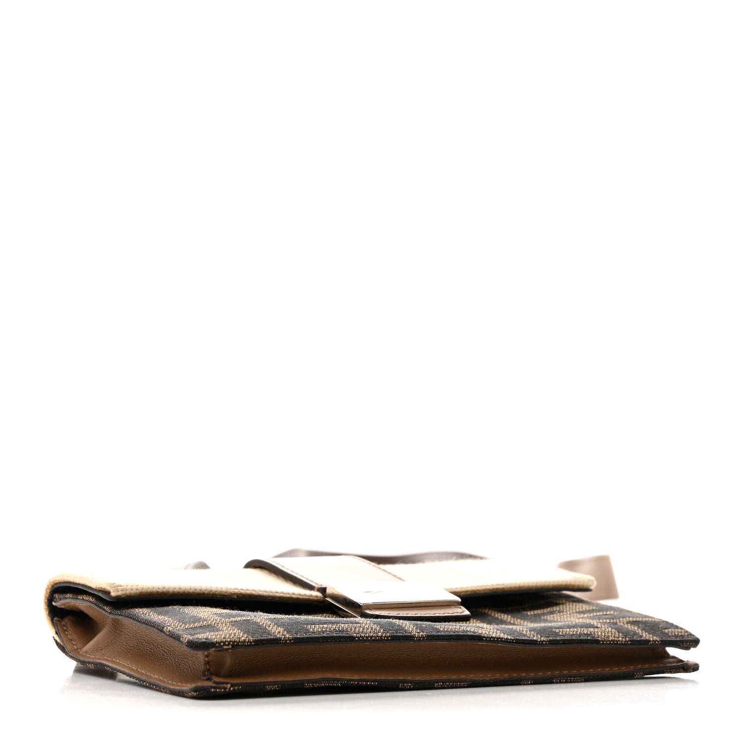 Fendi Fabric Jacquard Canvas Vitello Grace Pequin FF 1974 Baguette Belt Pouch Tobacco Moro Grezzo Sand 4 of 14