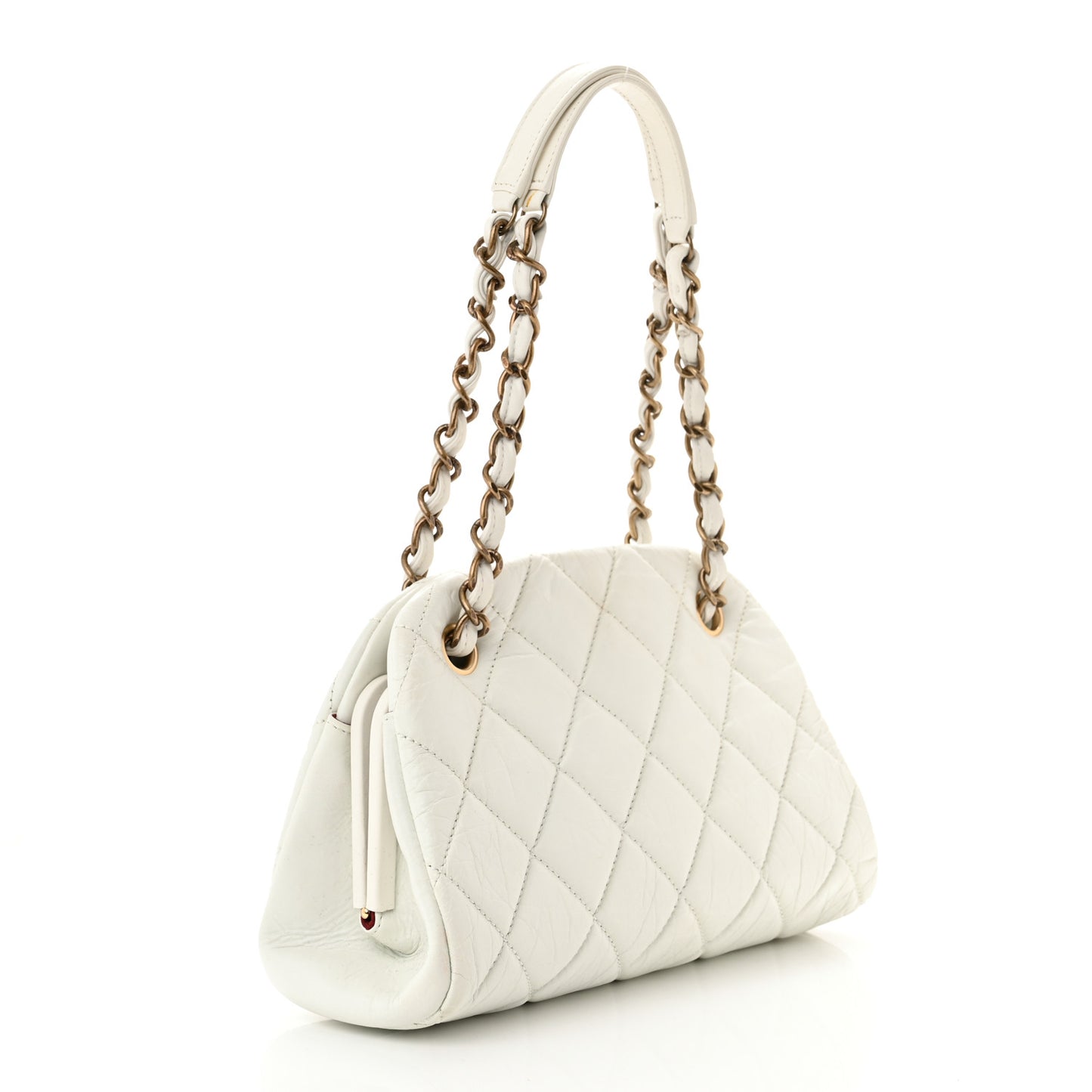 Aged Calfskin Small Just Mademoiselle Bowling Bag White