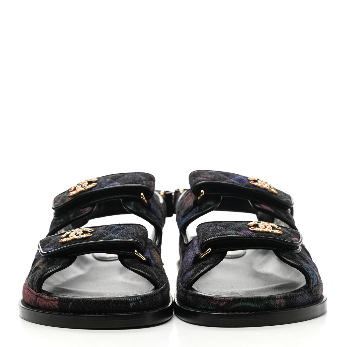 Denim Quilted Dad Sandals 37.5 Black Multicolor