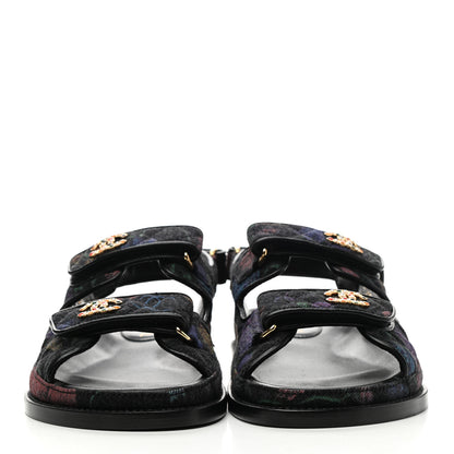 Chanel Denim Quilted Dad Sandals 37.5 Black Multicolor 2 of 10