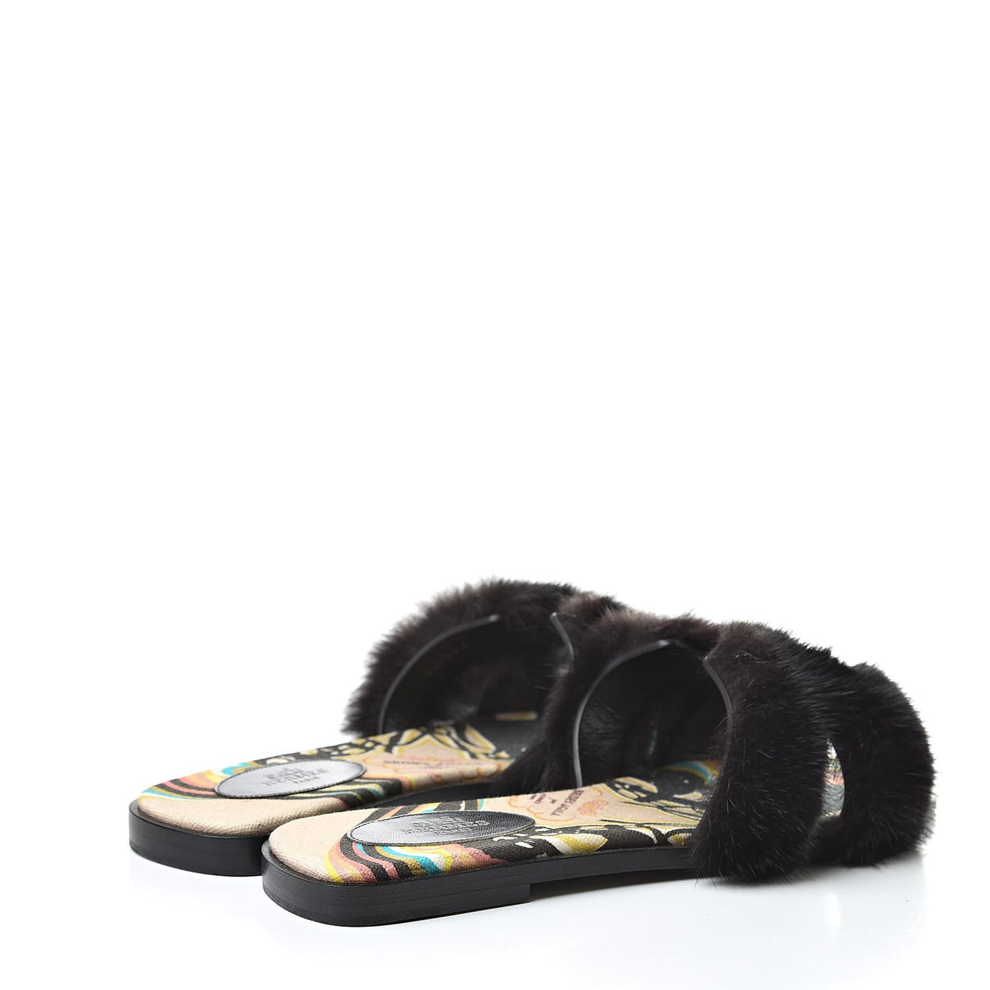Mink Fur Sandals 39 Black