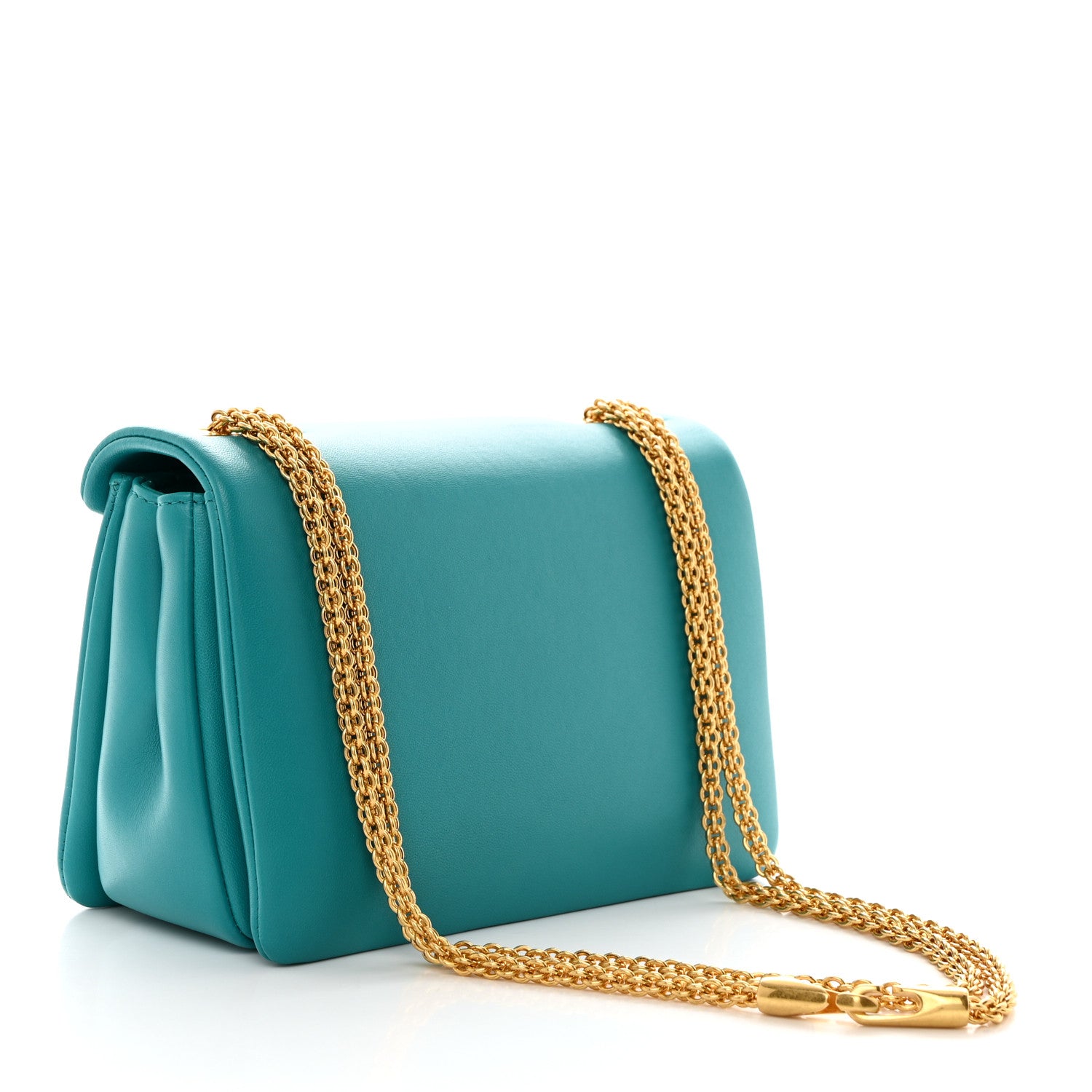 Valentino Garavani Nappa One Stud Chain Clutch Ultra Marine Green 2 of 10
