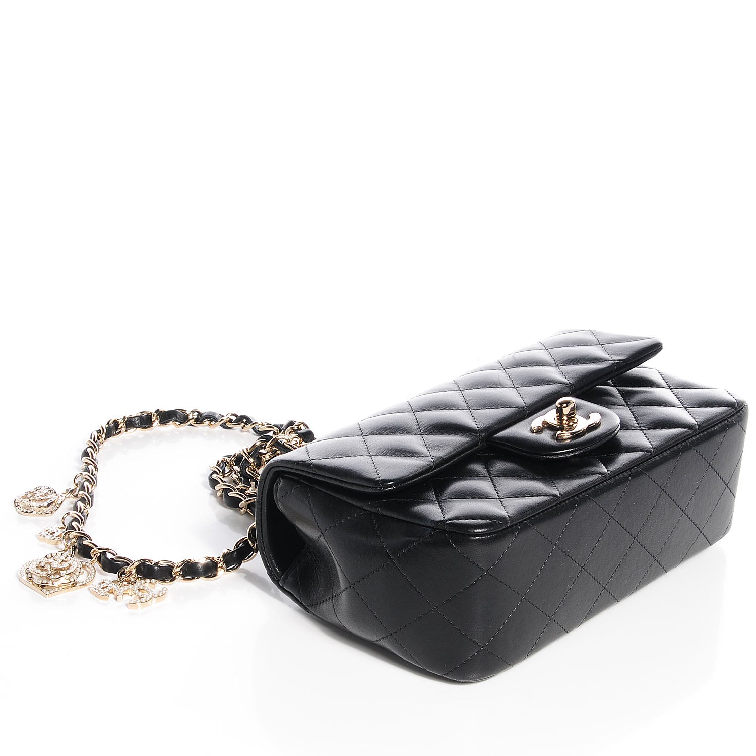 Chanel Lambskin Quilted Valentine Charms Mini Rectangular Flap Black 4 of 10