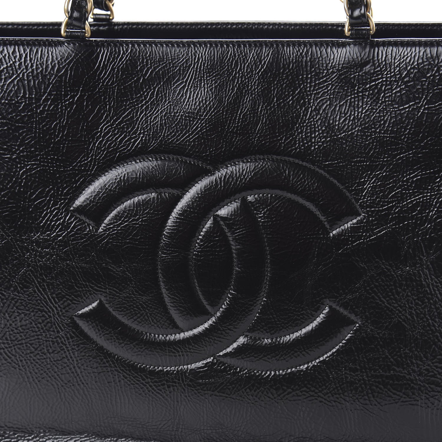 Chanel Shiny Aged Calfskin Shopping Bag Black 10 of 11
