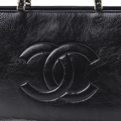Chanel Shiny Aged Calfskin Shopping Bag Black 10 of 11