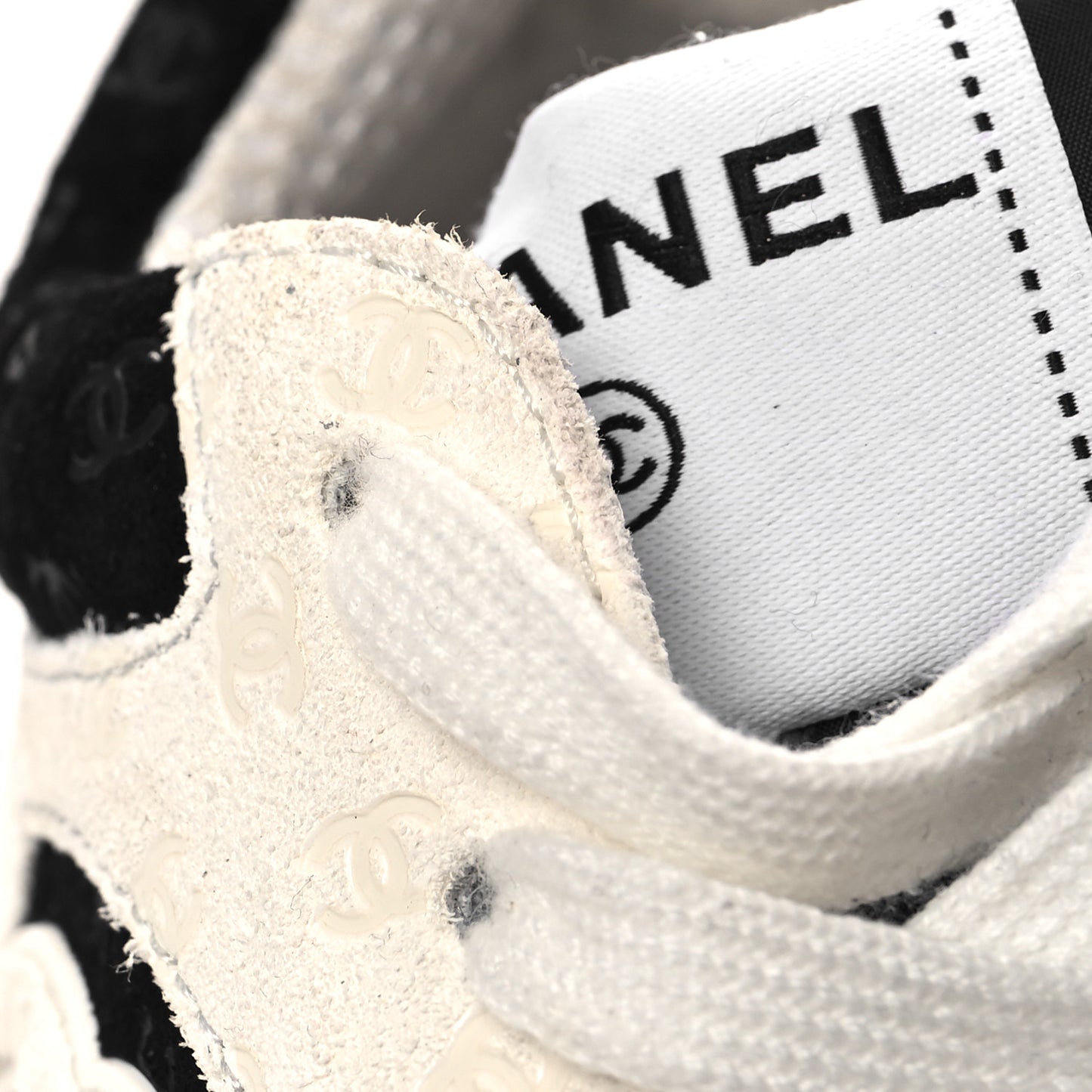 Suede Calfskin Printed CC Sneakers 38 White Black