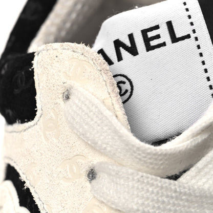 Chanel Suede Calfskin Printed CC Sneakers 38 White Black 8 of 8