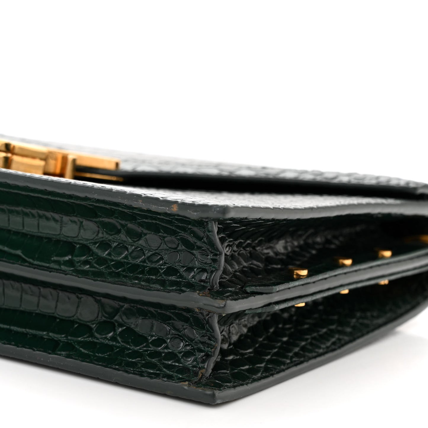 Calfskin Crocodile Embossed Monogram Cassandra Clasp Bag Dark Mint