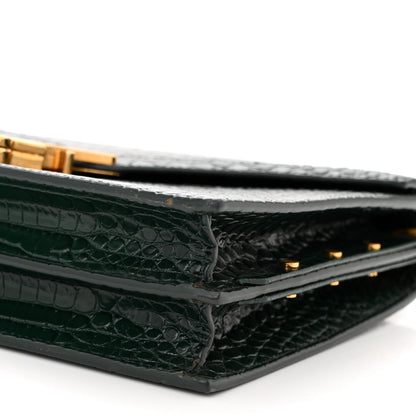 Saint Laurent Calfskin Crocodile Embossed Monogram Cassandra Clasp Bag Dark Mint 10 of 12