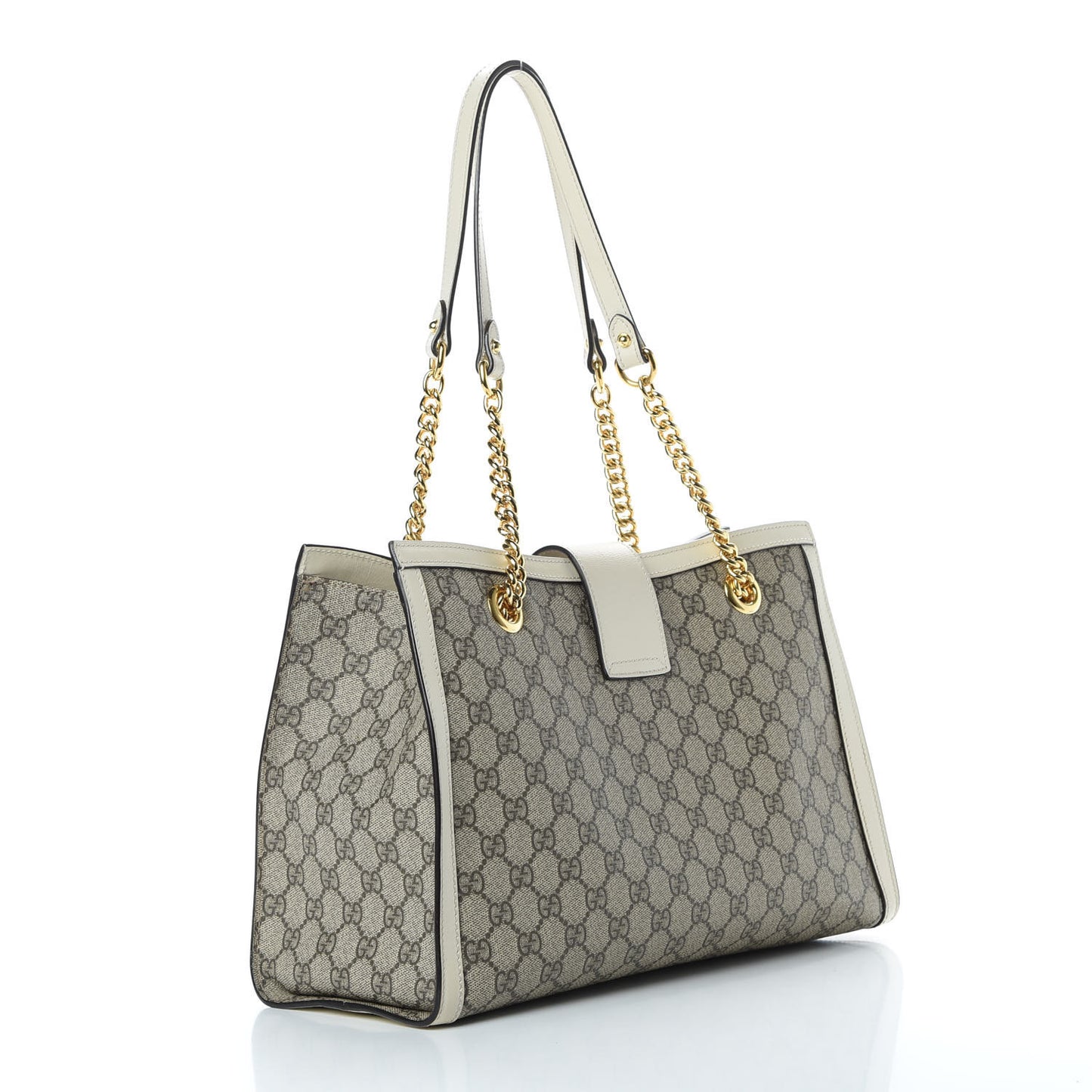 GG Supreme Monogram Medium Padlock Tote White