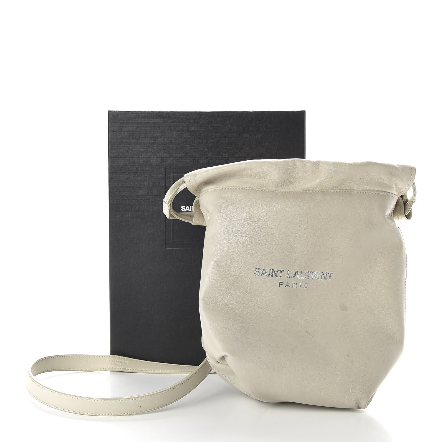 Saint Laurent Lambskin Small Teddy Bucket Bag White 8 of 8