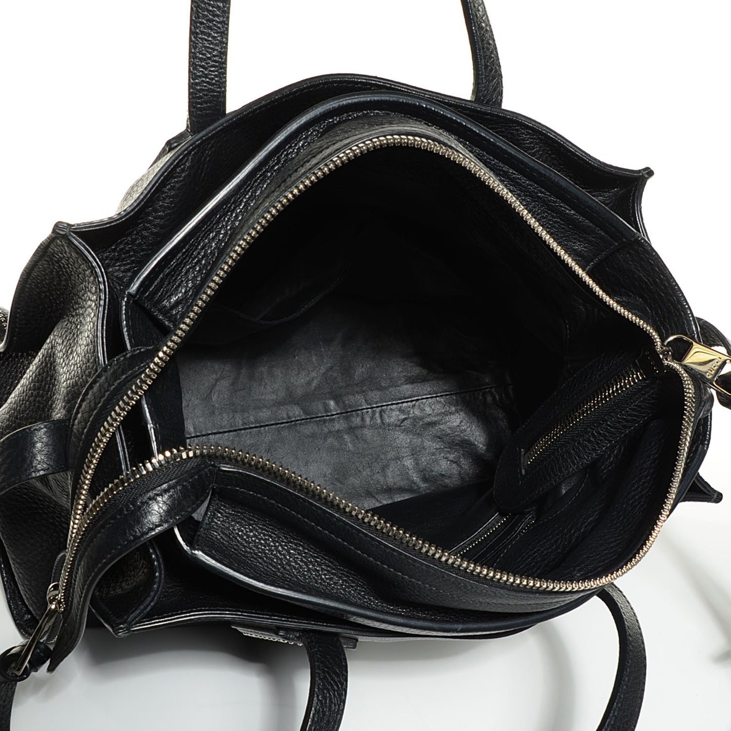 Grained Calfskin Studded Ramble Medium Tote Black