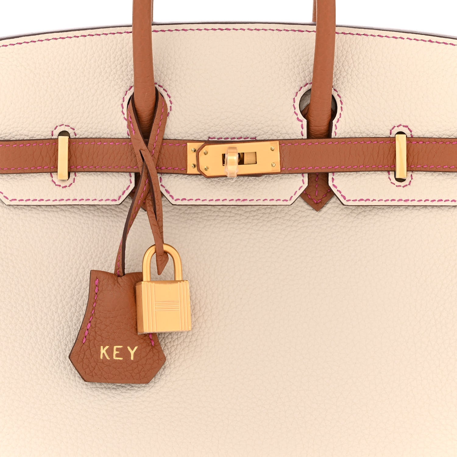 Hermes Togo Horseshoe Birkin 25 Craie Gold 8 of 11