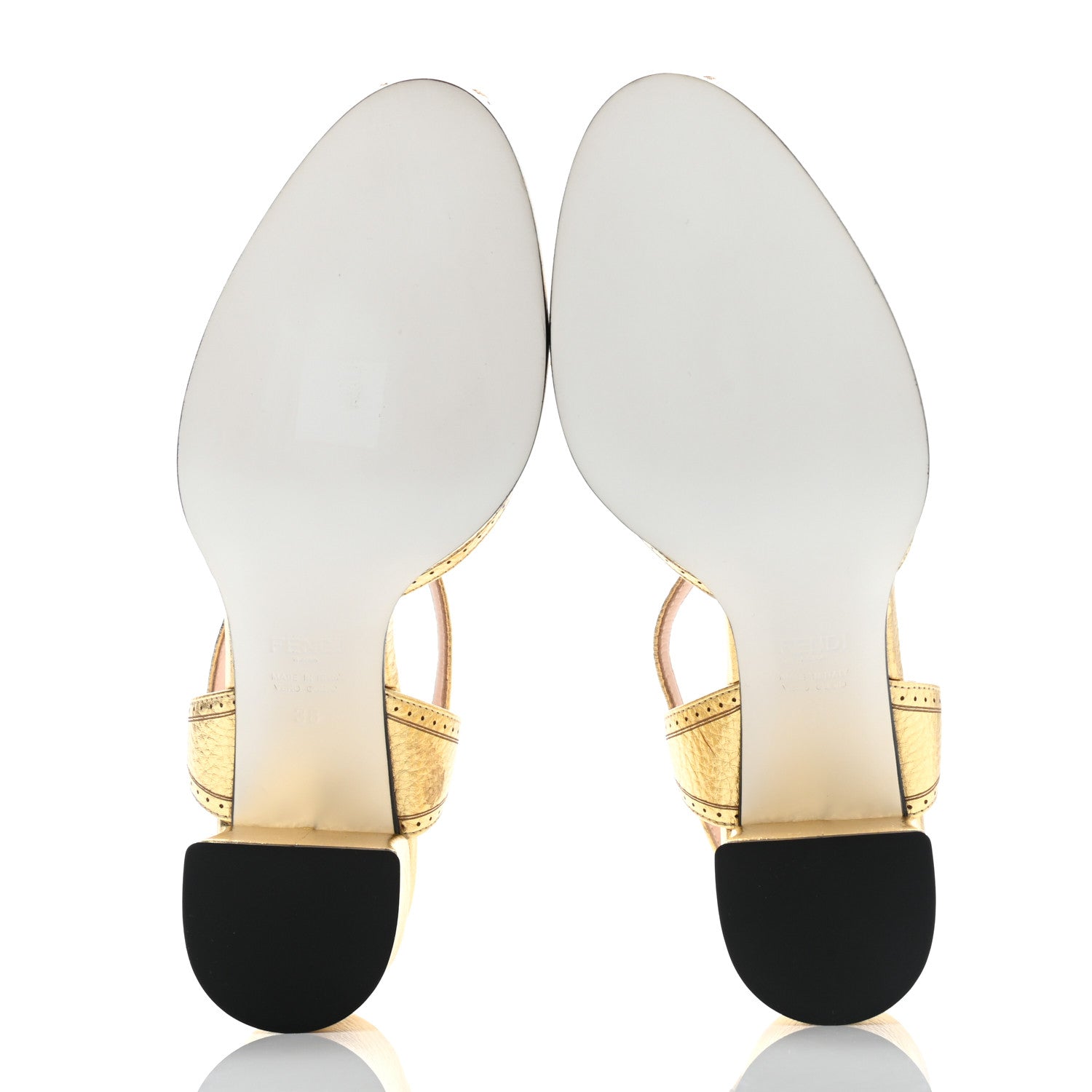 Fendi Metallic Calfskin Chameleon Block Heel Pumps 38 Gold 5 of 11