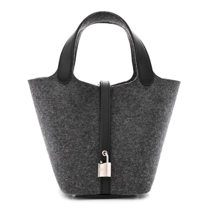 Hermes Feutre Swift Picotin Lock 18 PM Gris Moyen Black 1 of 11