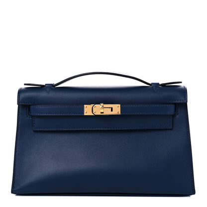 Hermes Swift Kelly Pochette Clutch Bleu Navy 1 of 26