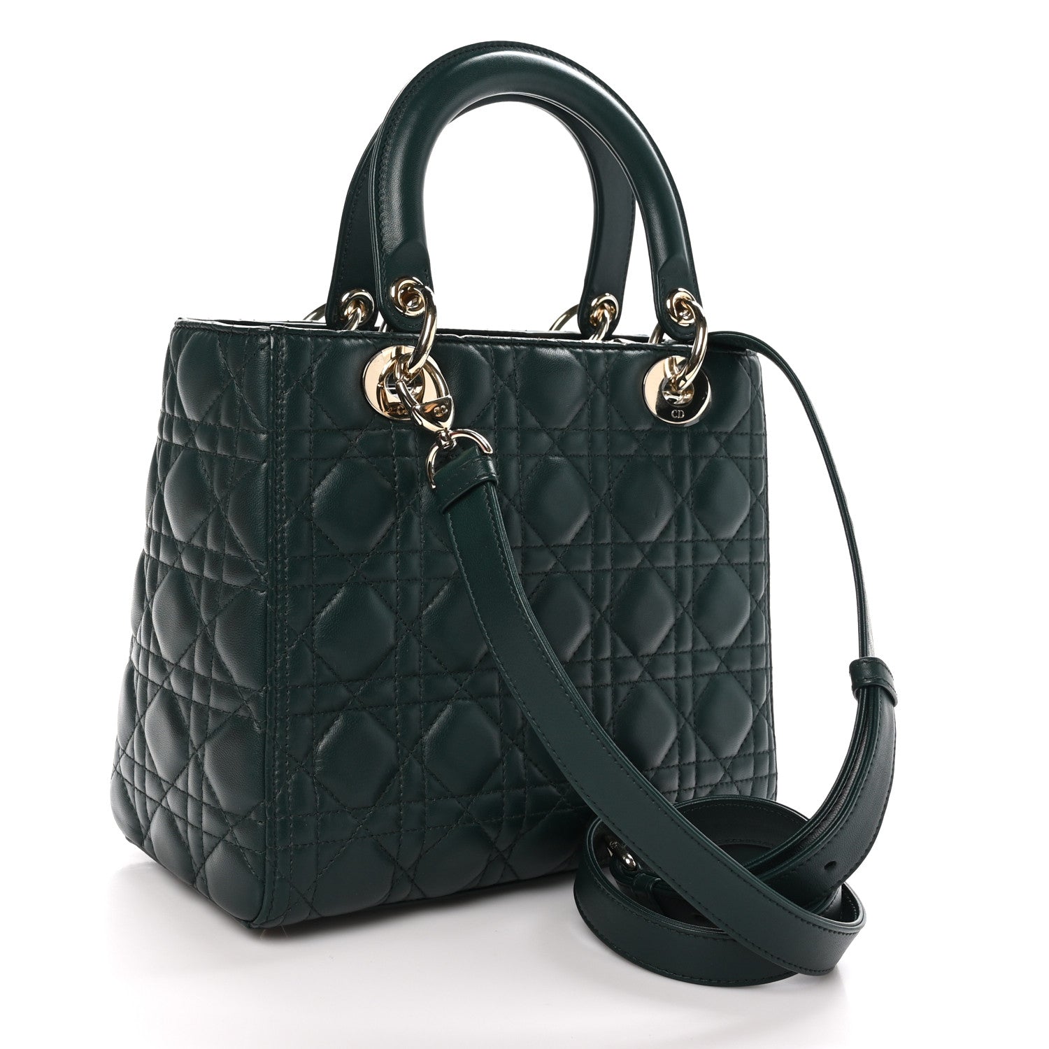Christian Dior Lambskin Cannage Medium Lady Dior Pine Green 3 of 10