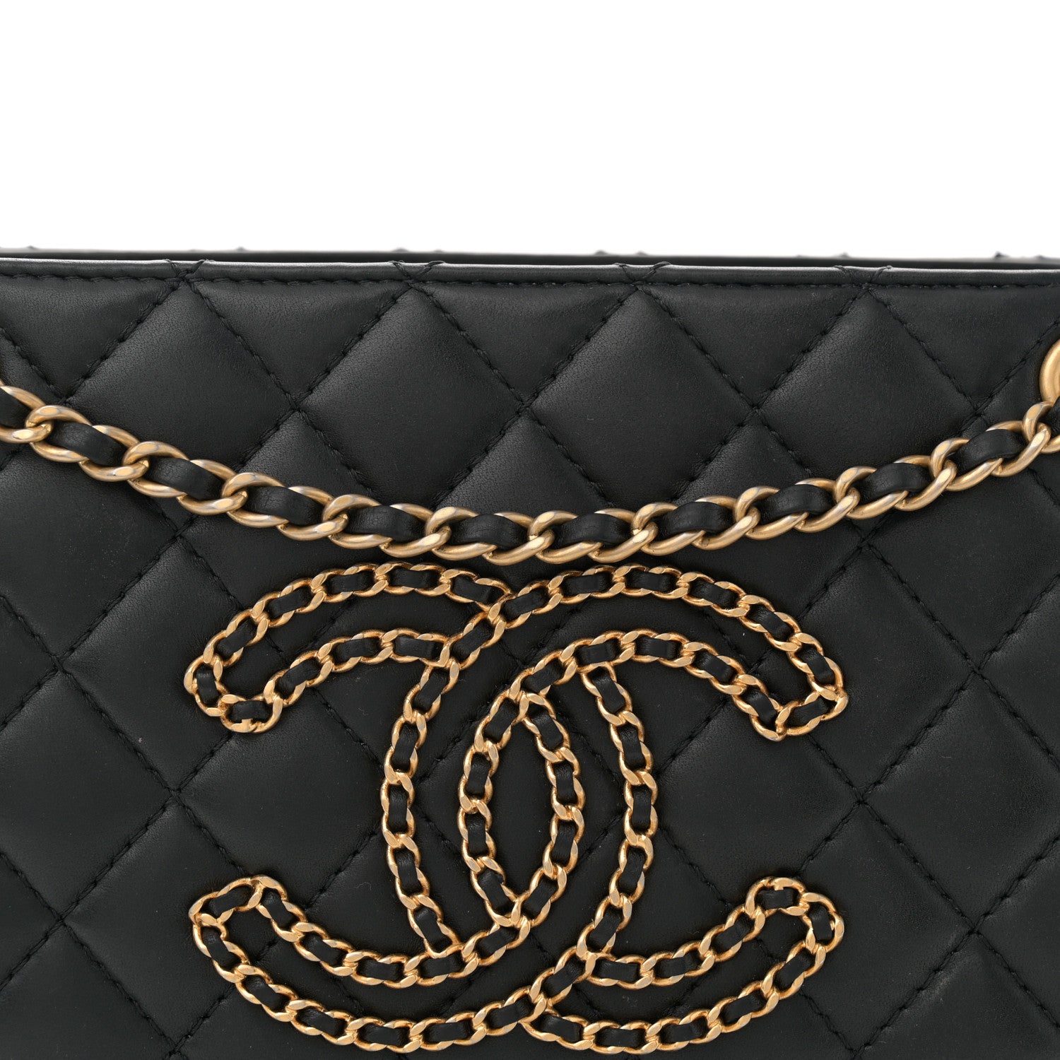 Chanel Calfskin Quilted Small CC Chain Accordion Tote Black 8 of 12