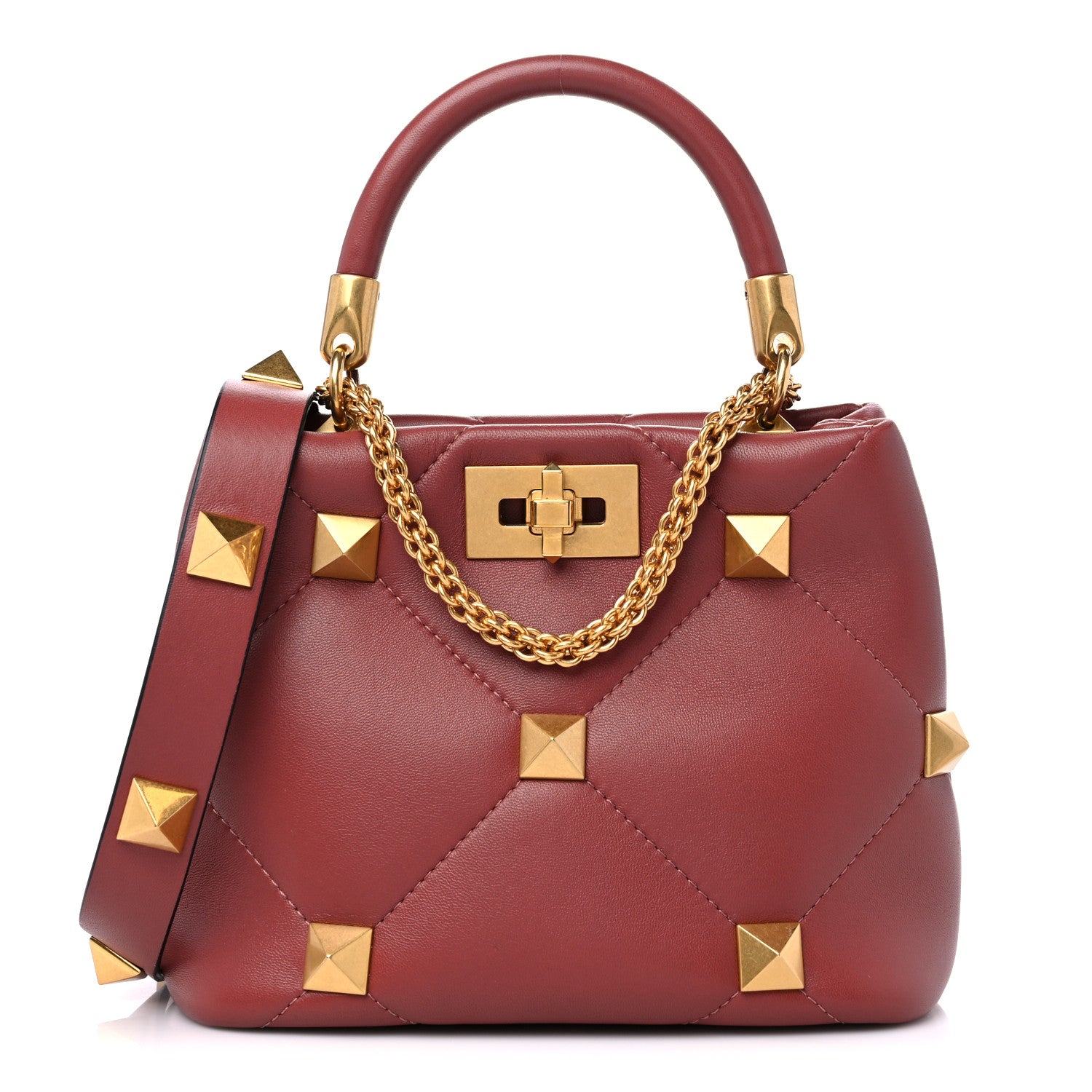 Valentino Garavani Nappa Small Roman Stud The Handle Bag Gingerbread 1 of 9