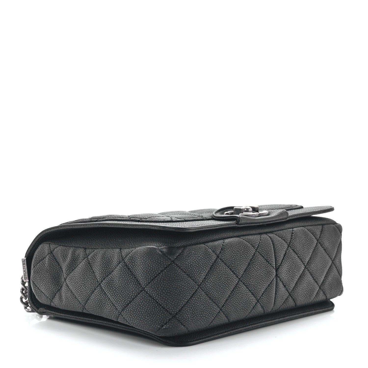 Chanel Washed Caviar Quilted Small Square Turn Around Ligne Flap Dark Grey 4 of 11
