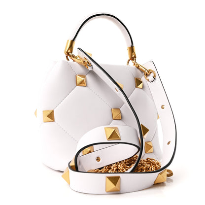 Valentino Garavani Nappa Small Heart Roman Stud The Handle Bag Ivory White 3 of 9
