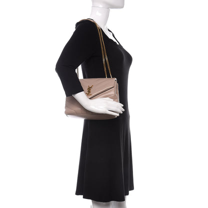 Saint Laurent Calfskin Y Quilted Monogram Small Loulou Chain Satchel Light Natural 2 of 9
